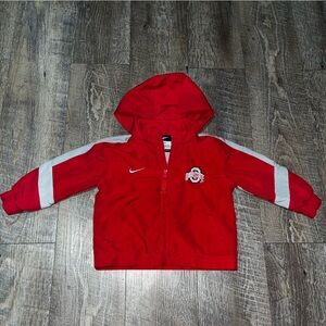 Nike Ohio State Buckeyes NCAA Red Zip Up Windbreaker Jacket Baby Size 12 Months